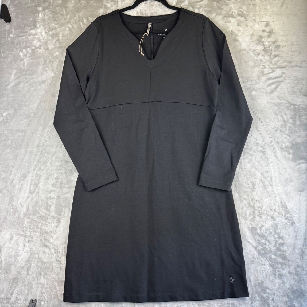 Royal Robbins Womens Dress L Black Long Sleeve V Neck Pocket Casual (1373)‎